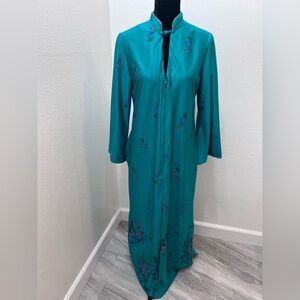 Vintage TV Loungers Long Caftan Maxi Dress Muumuu Loungewear Floral 1970s Size M